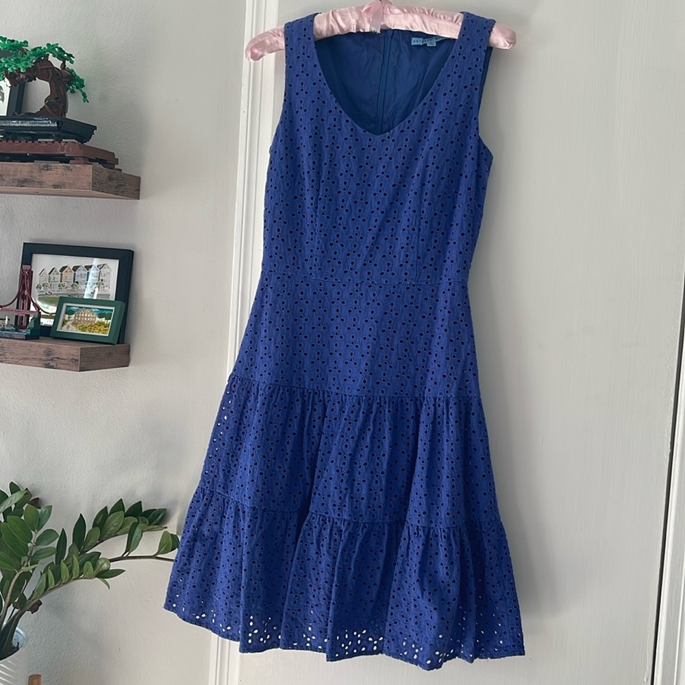 Antonio Melani cotton eyelet sleeveless dress drop waist tiered